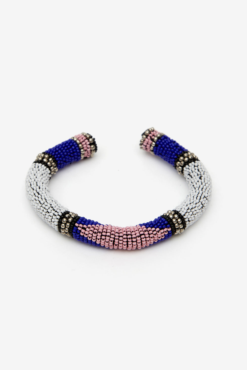 Manschettenarmband aus perlen nuna - White and silver - Woman - 3