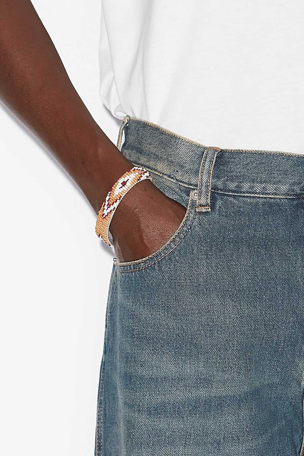 Pillan woven beaded bracelet - Natural and silver - Man - 2