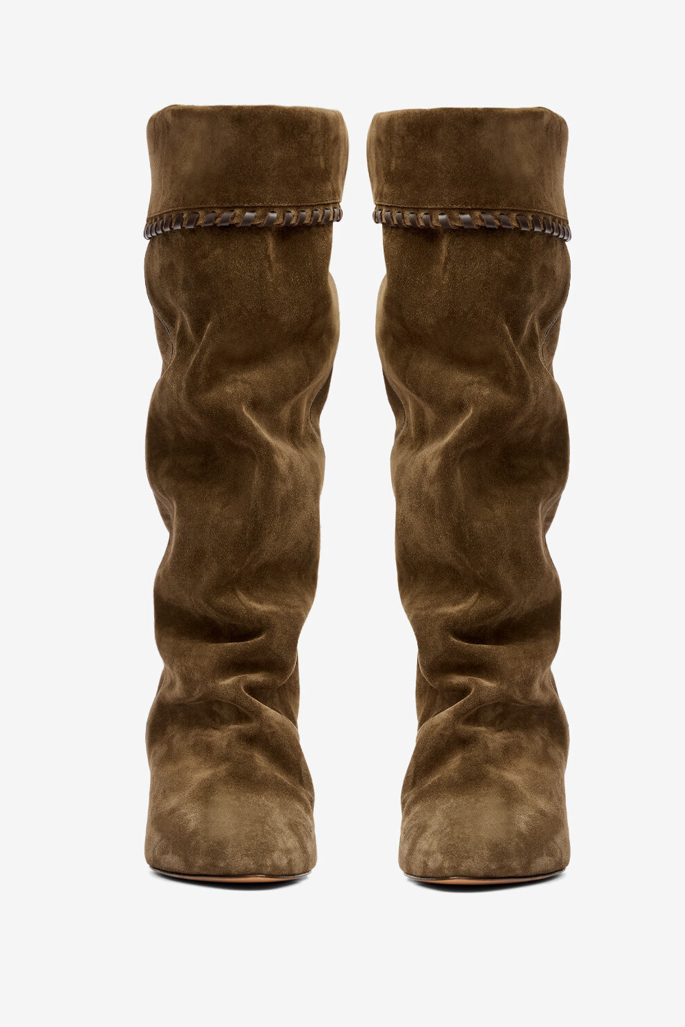 Elita draped suede calfskin leather boots - Bronze - Woman - 4