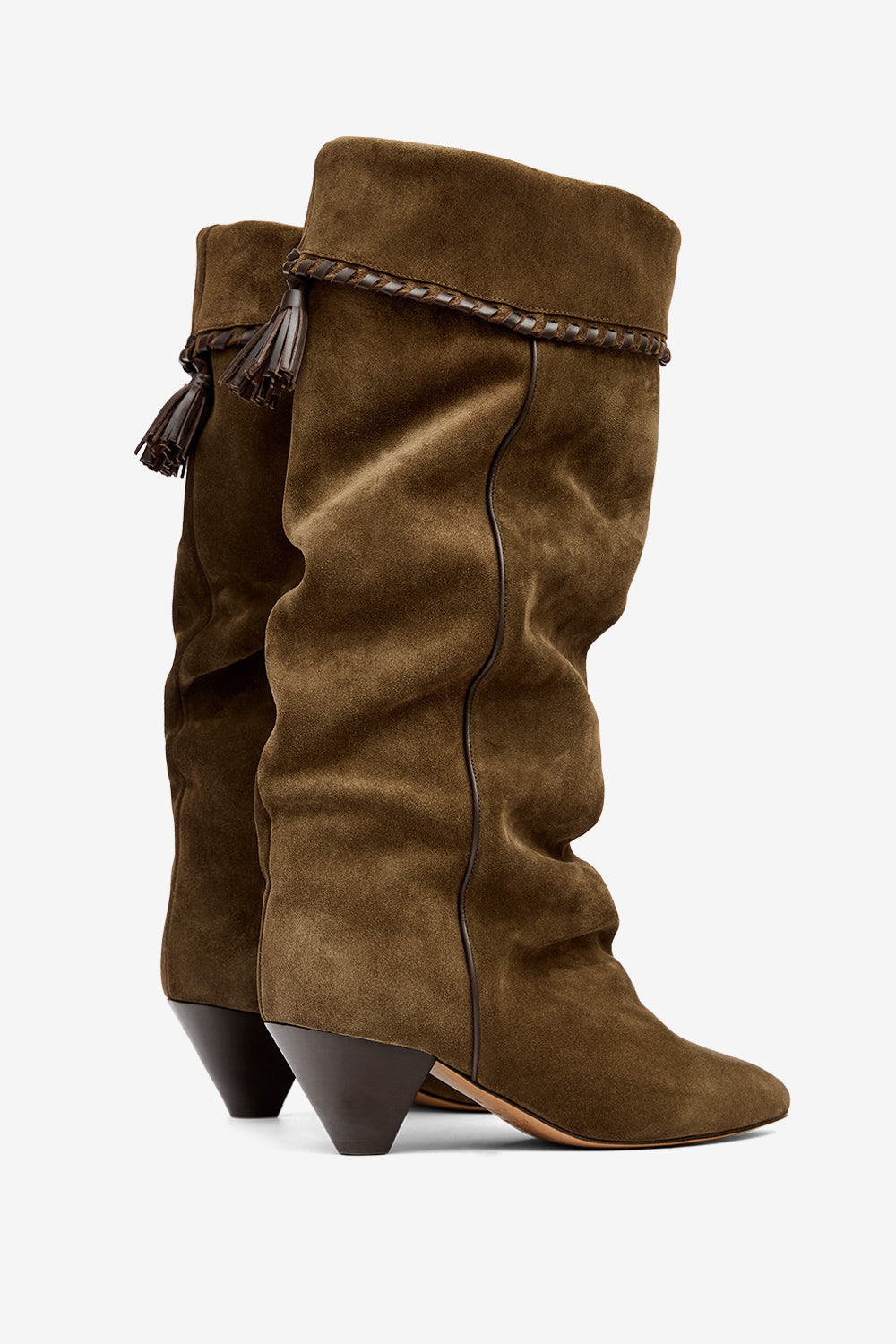 Elita draped suede calfskin leather boots - Bronze - Woman - 2