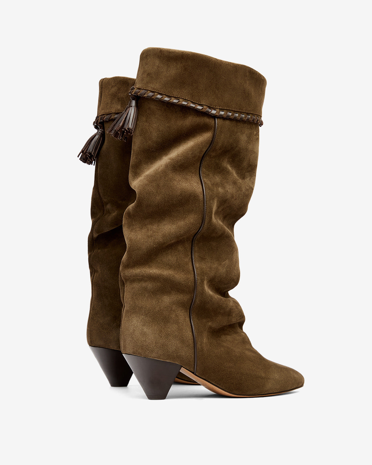 Drapierte stiefel elita aus kalbs-veloursleder - Bronze - Woman - 2