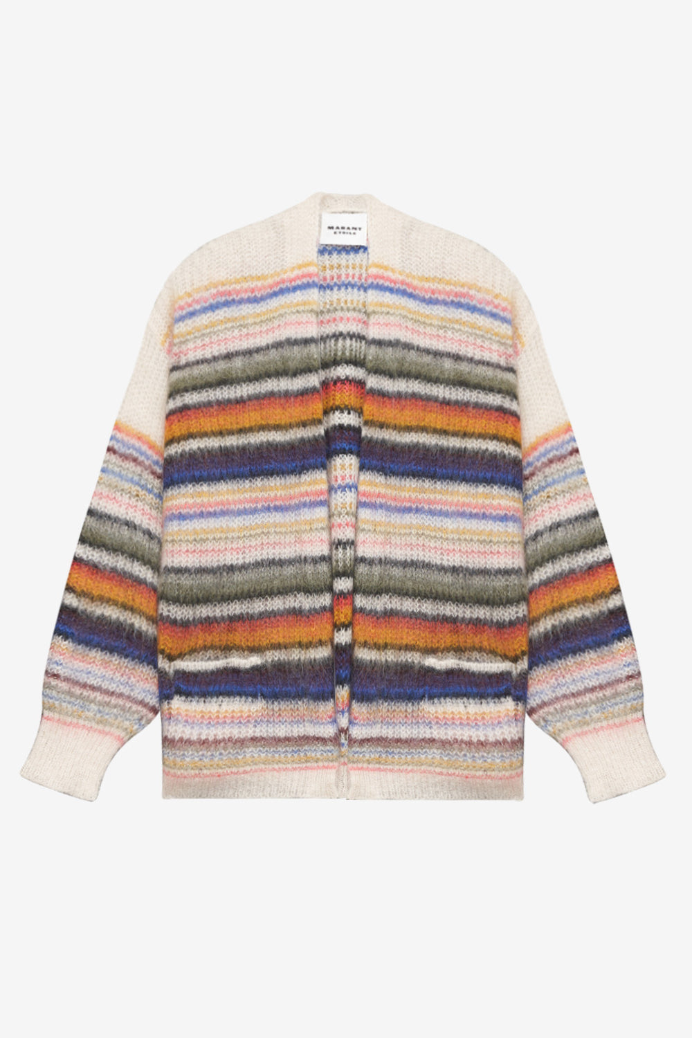 Cardigan dana a righe in mohair garzato a coste - Multicolore - Woman - 1