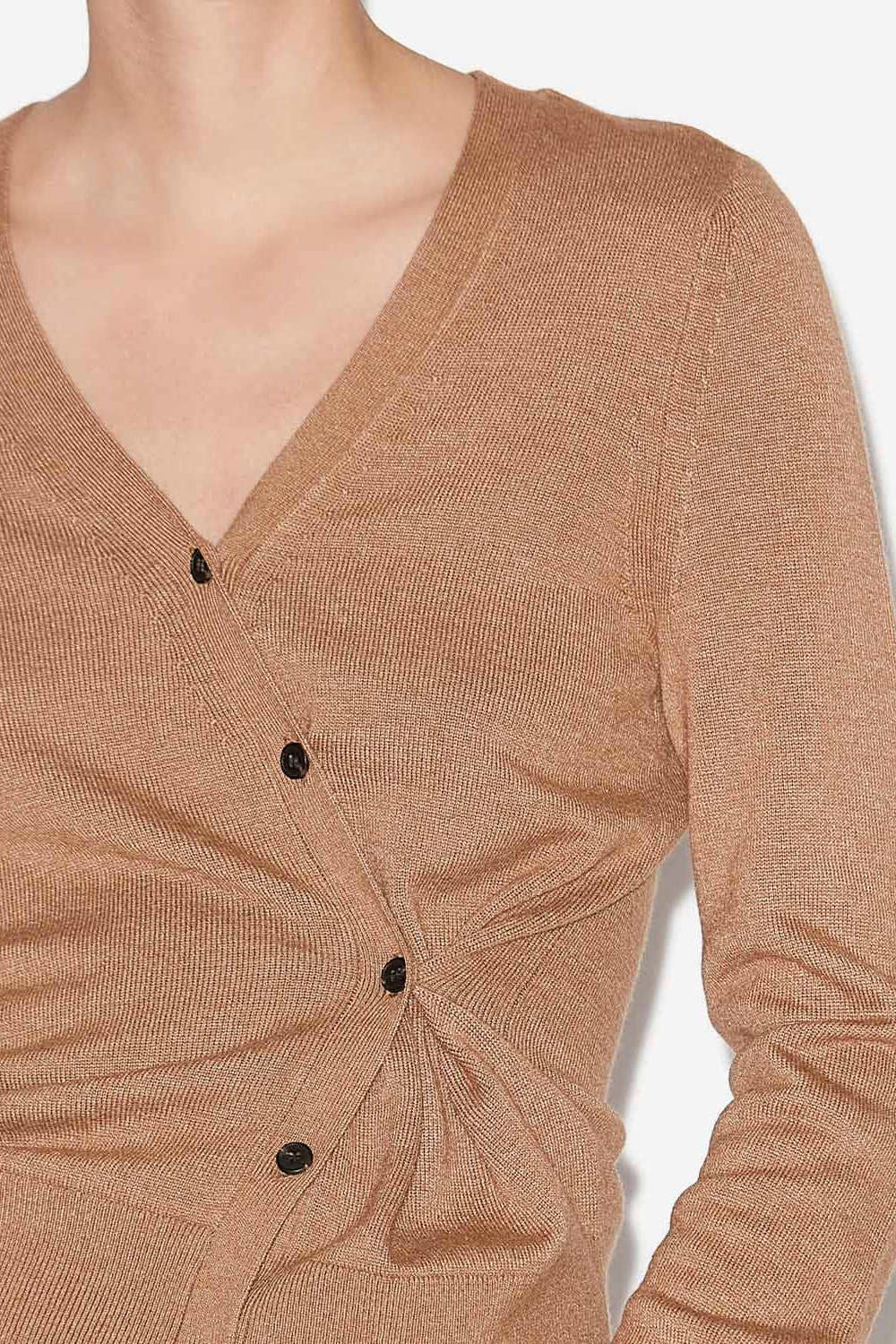 Cardigan carline in maglia intrecciata - Camel - Woman - 3