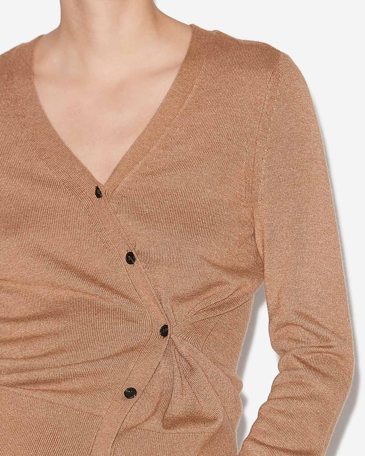 Cardigan carline in maglia intrecciata - Camel - Woman - 2