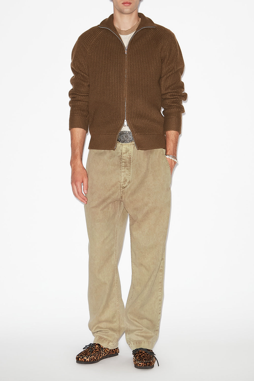 Cardigan zippé rufus en laine mérinos  - Bronze - Man - 2