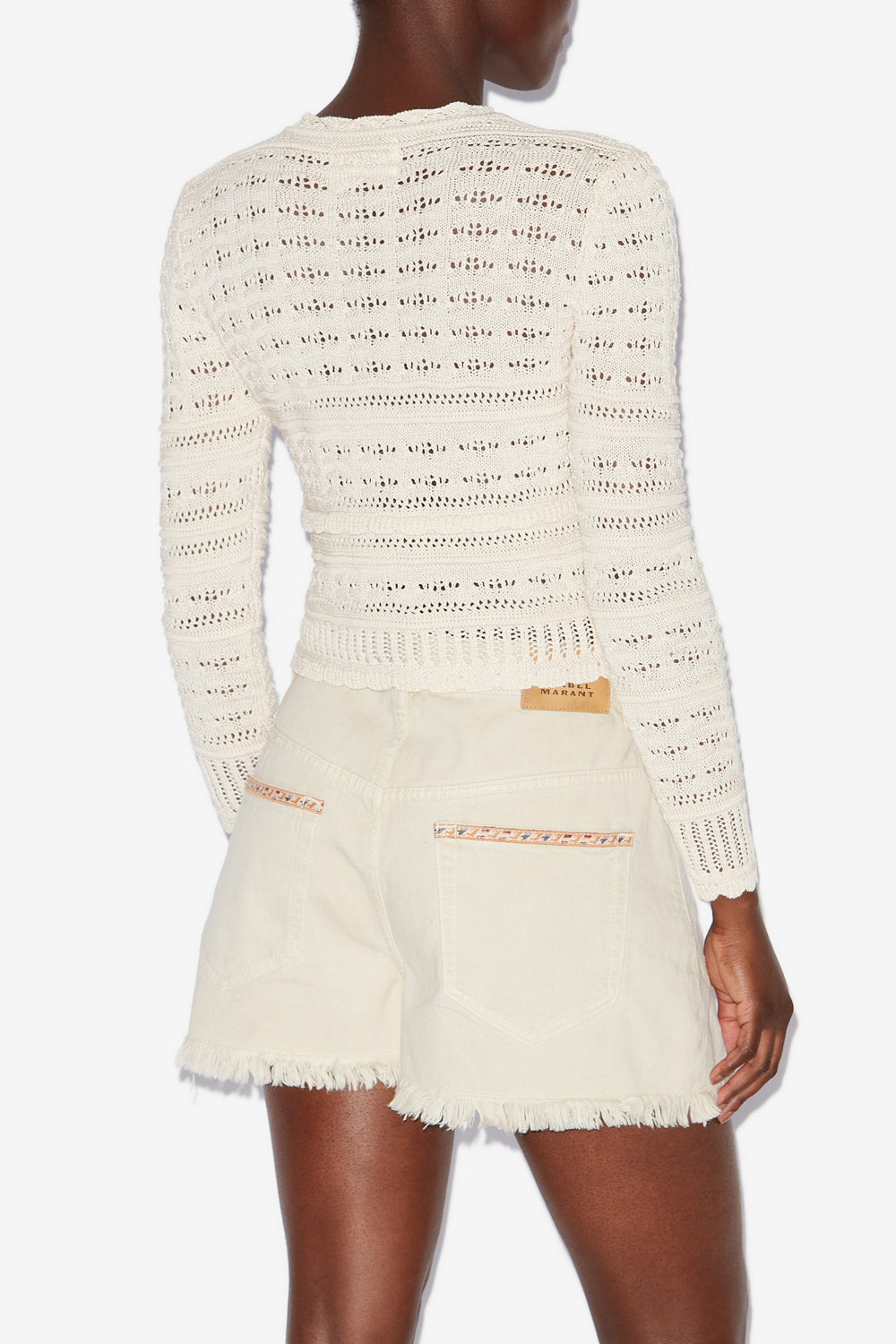 Ajaline short openwork knit cardigan - Ecru - Woman - 5