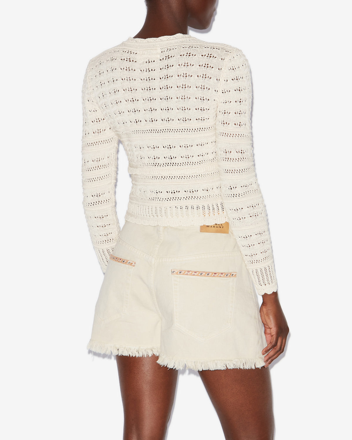 Ajaline short openwork knit cardigan - Ecru - Woman - 4