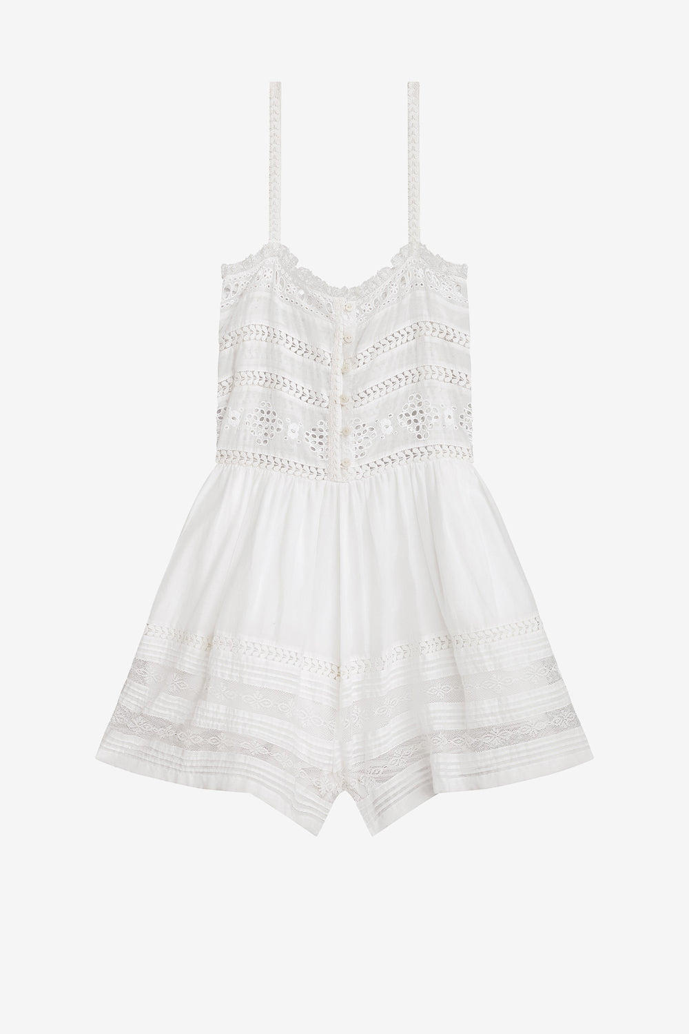 Combi-short dylan en voile de coton ouvragé  - Blanc - Woman - 1