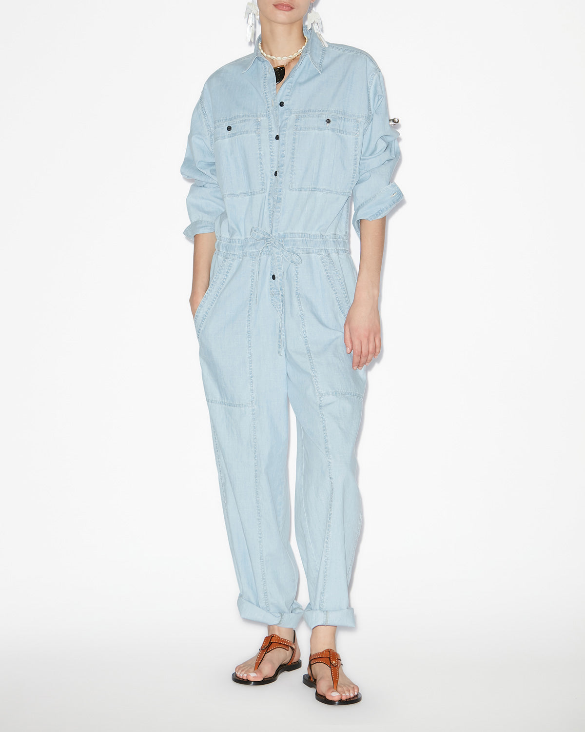 Valena chambray jumpsuit - Light blue - Woman - 1