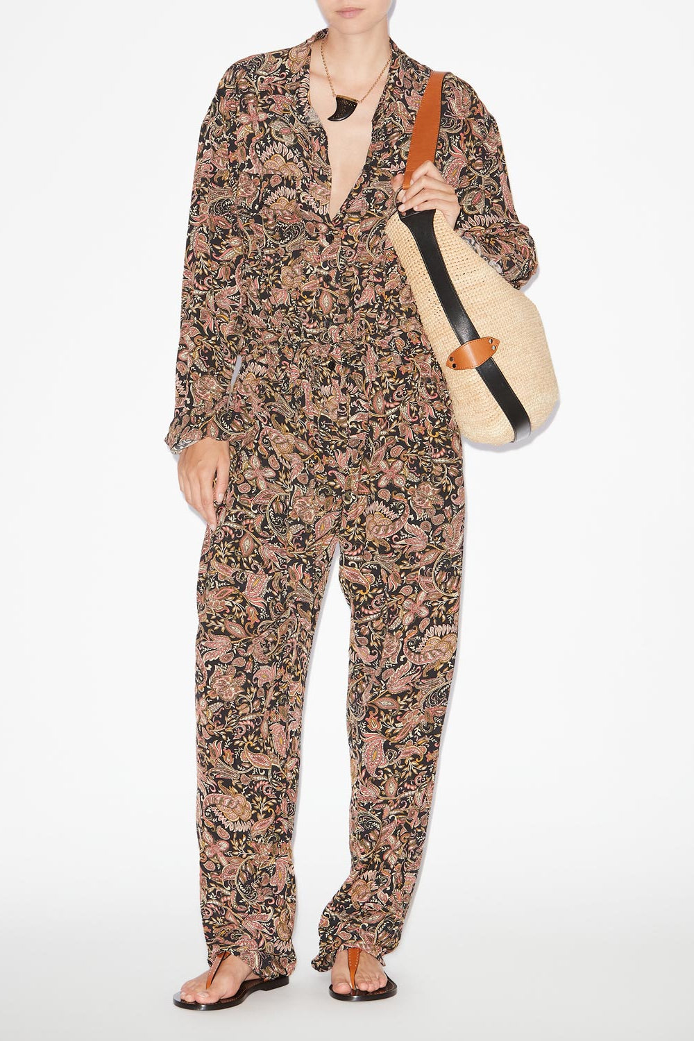 Combinaison fluide ziya imprimée - Noir-ocre - Woman - 2