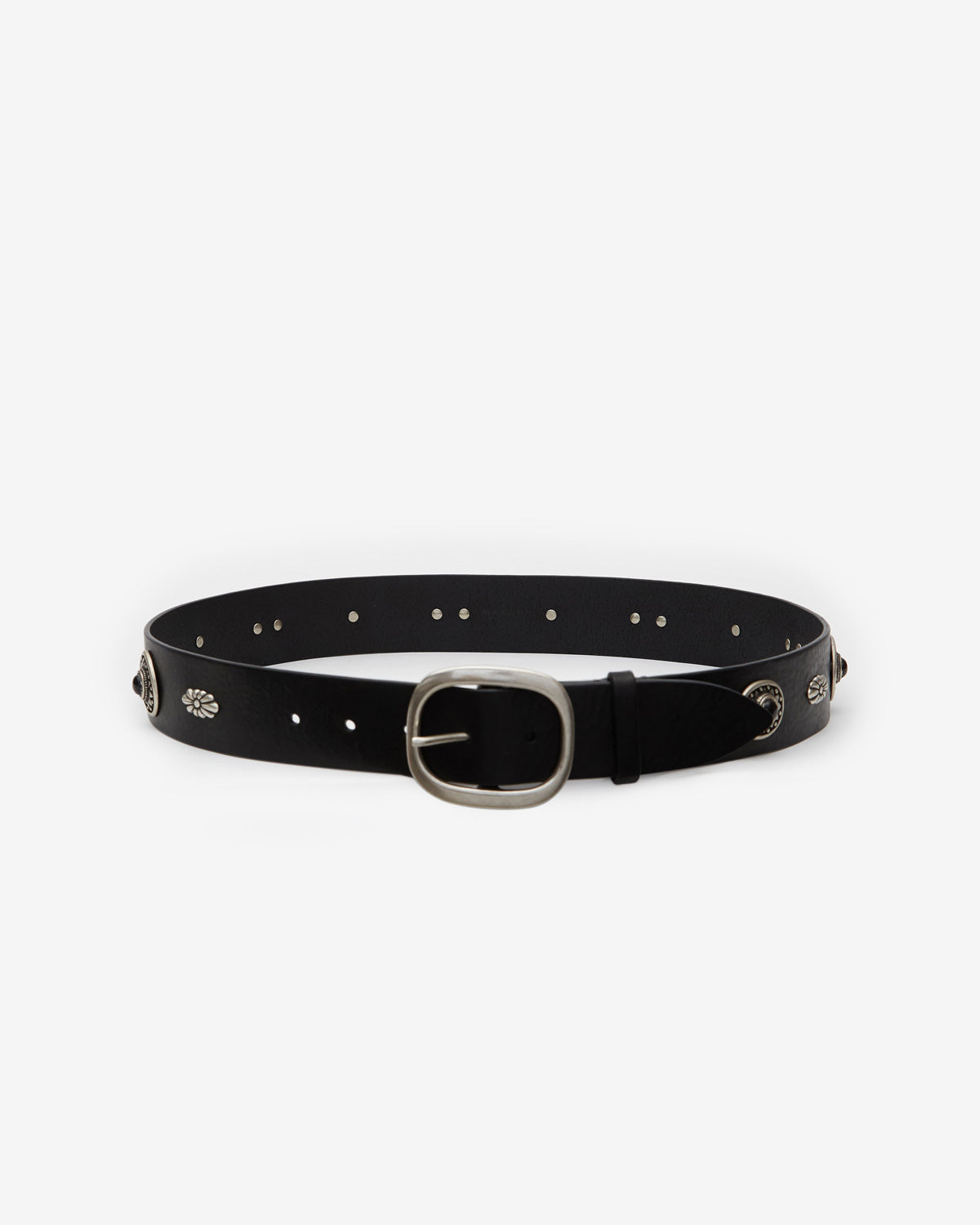 Ceinture western studs en cuir ornementé - Noir - Man - 1