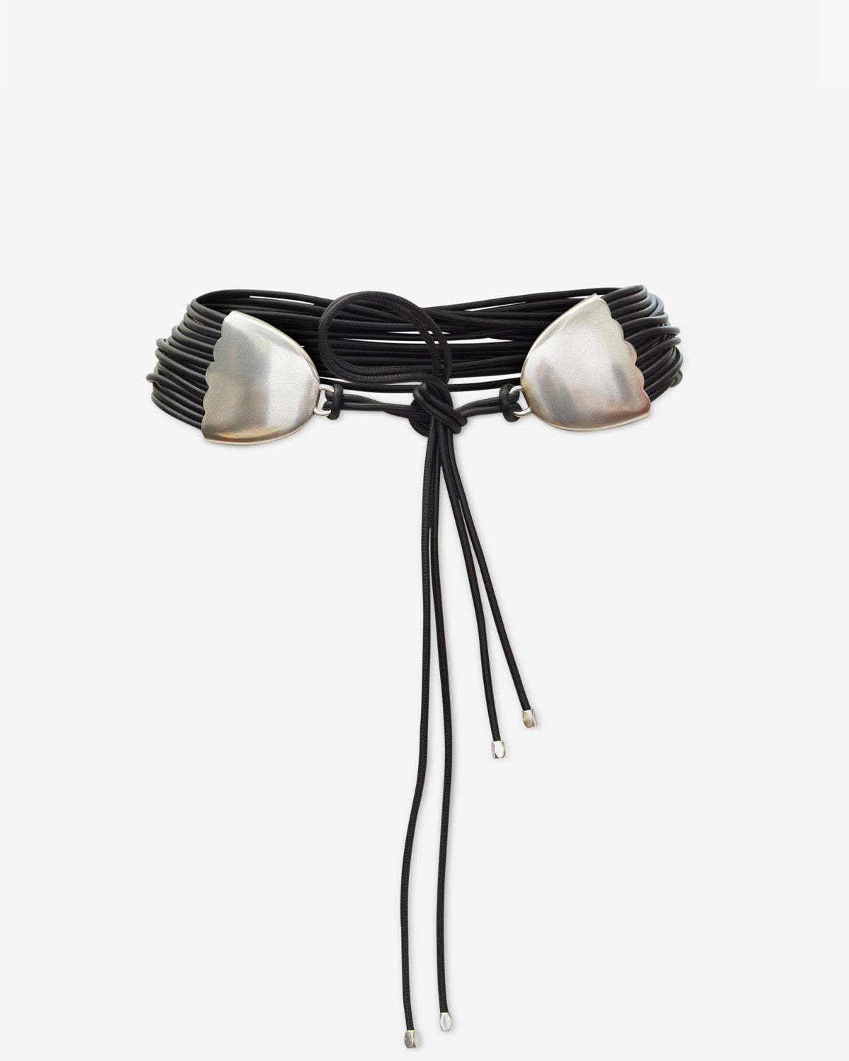 Cinturón para anudar en piel de cordero - Black and silver - Woman - 1