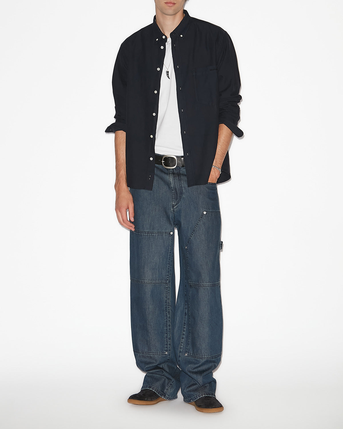 Chemise jasolo en coton  - Bleu nuit - Man - 1