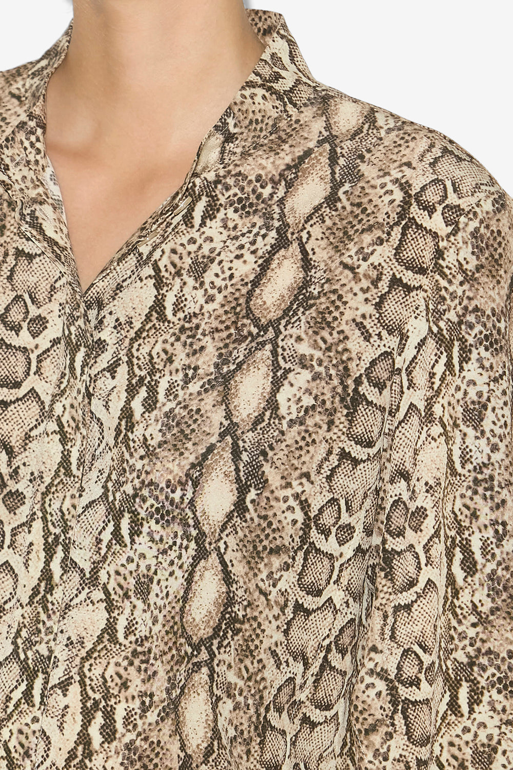 일다 파이톤 프린트 실크 셔츠 - 자연스러운 - Woman - 3