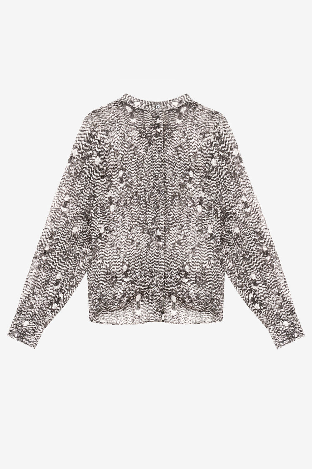 Ilda burnout velvet shirt - Black and ecru - Woman - 1