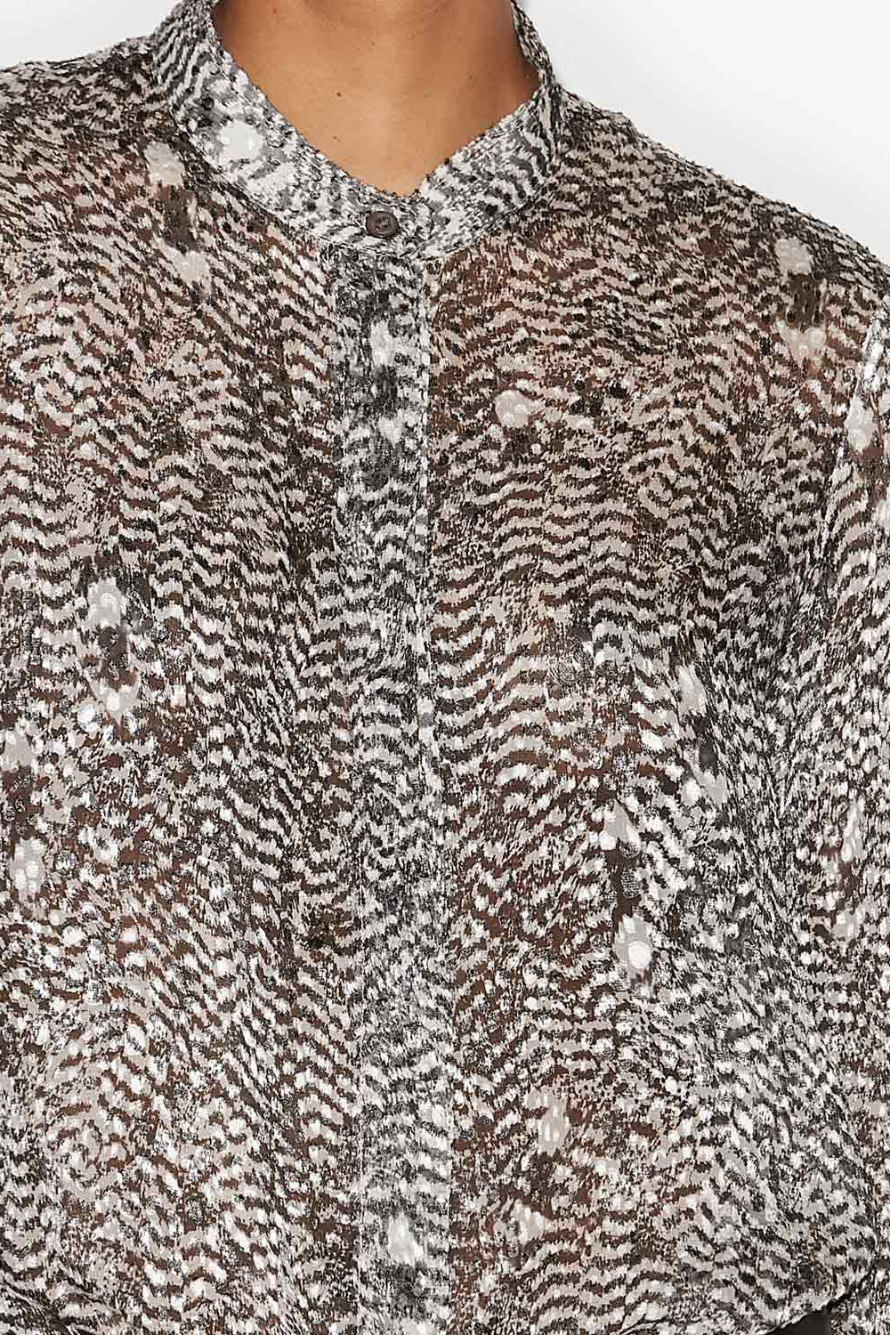 Ilda burnout velvet shirt - Black and ecru - Woman - 3