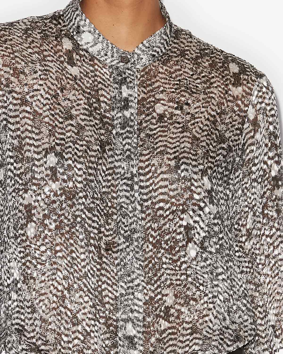 Ilda burnout velvet shirt - Black and ecru - Woman - 2