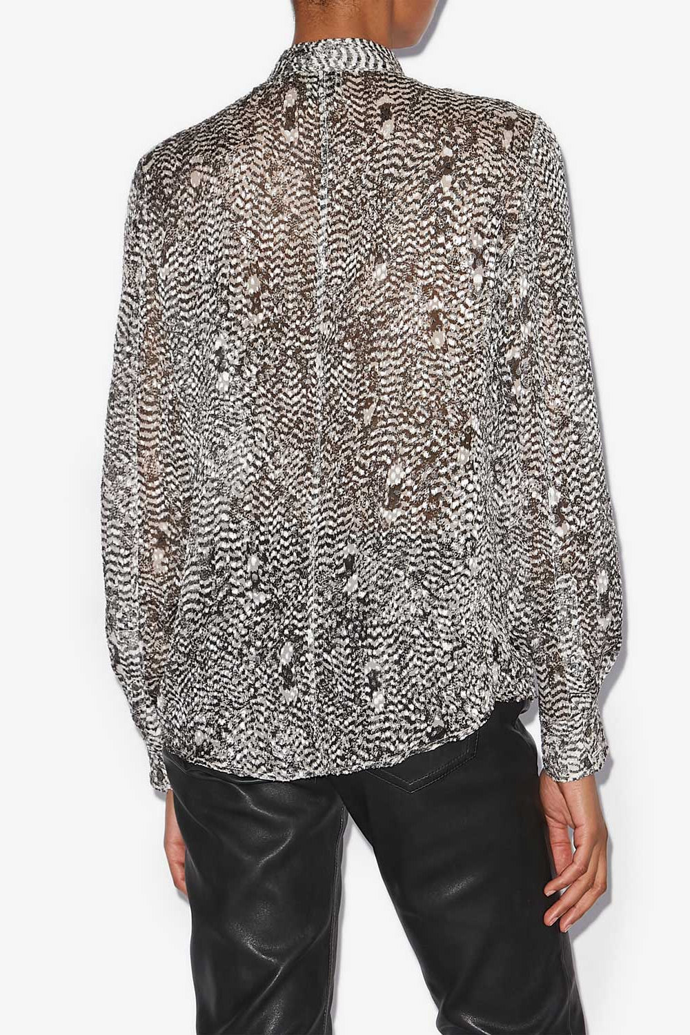 Ilda burnout velvet shirt - Black and ecru - Woman - 5