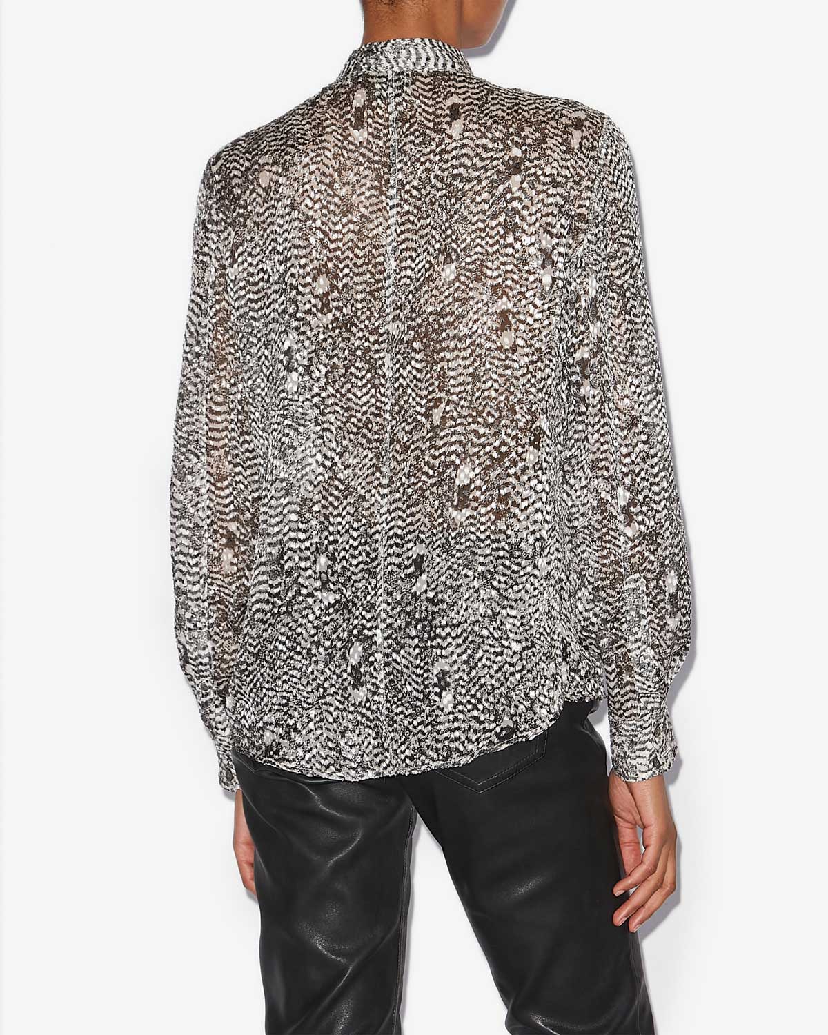 Ilda burnout velvet shirt - Black and ecru - Woman - 4