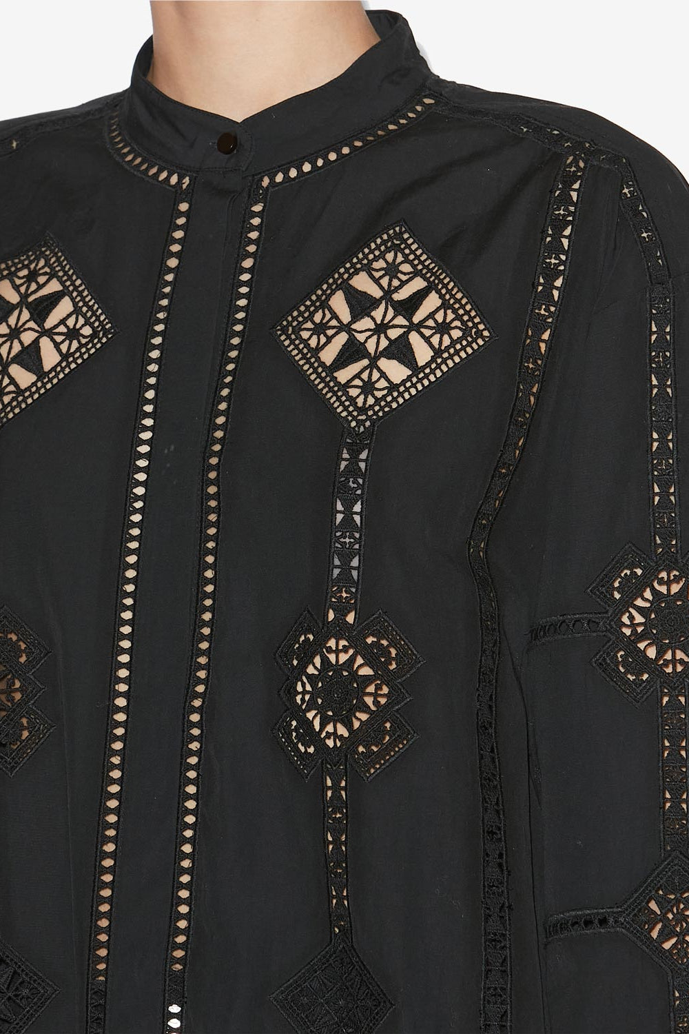 Soeline openwork poplin shirt - Black - Woman - 3