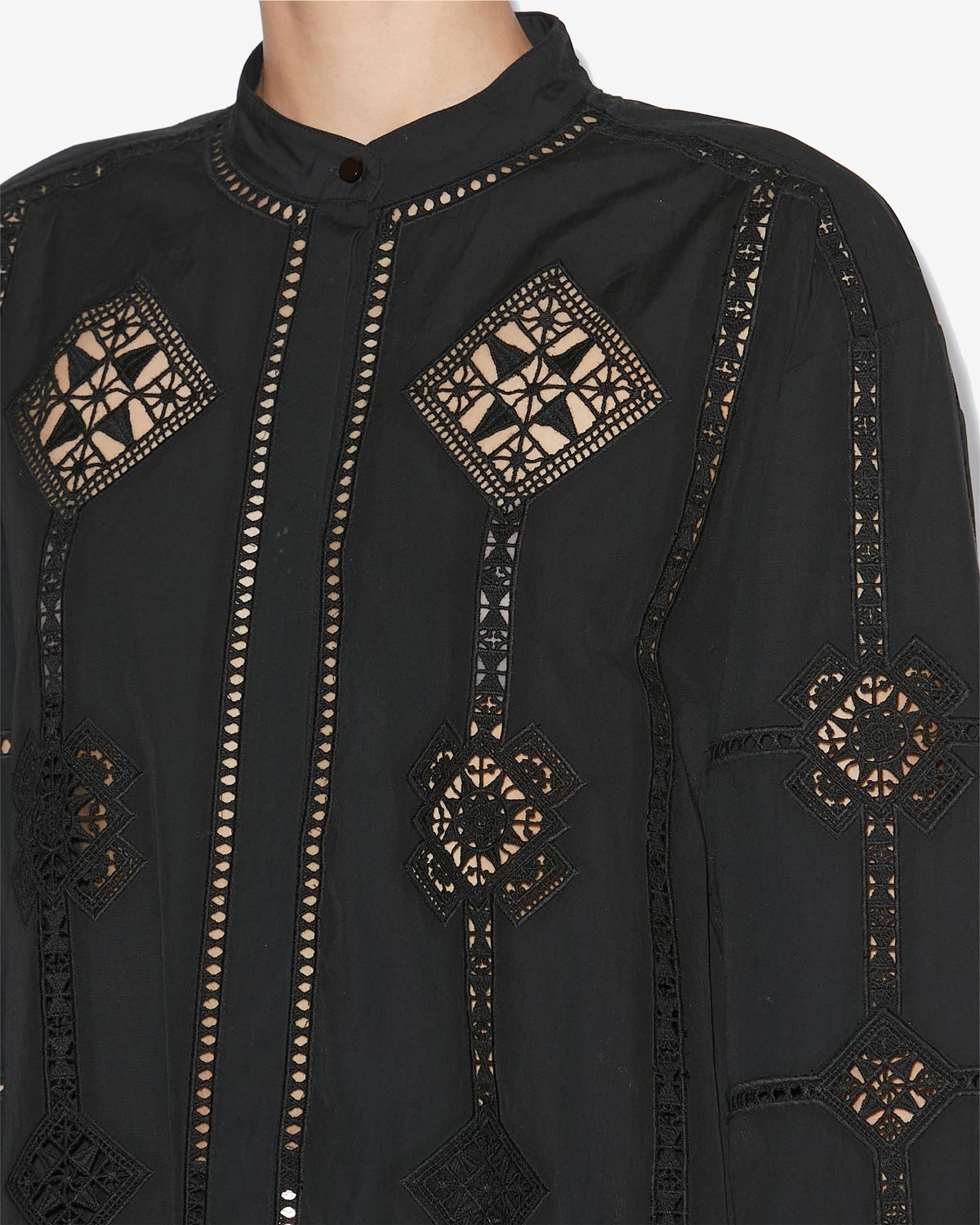 Soeline openwork poplin shirt - Black - Woman - 2