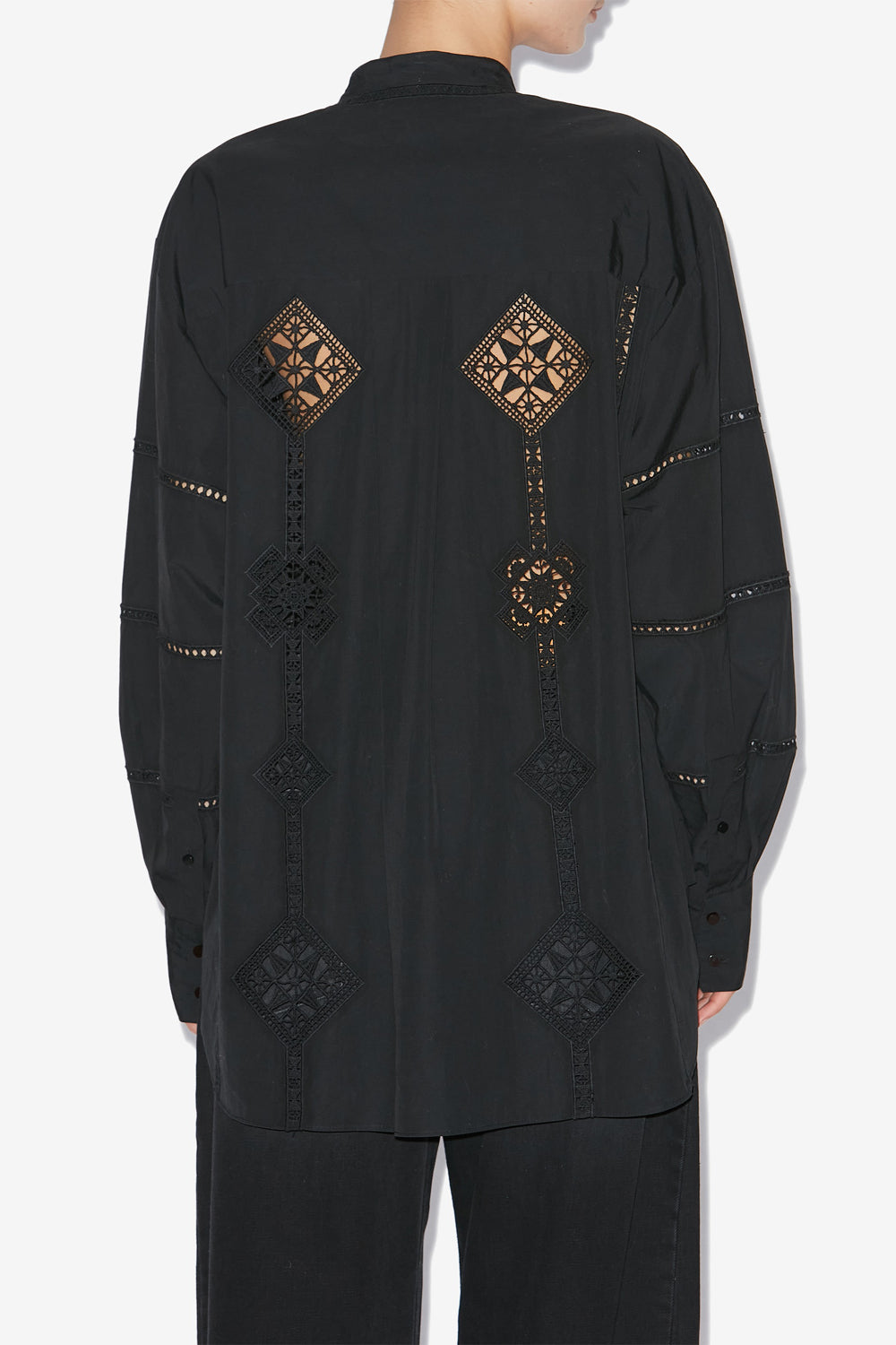 Soeline openwork poplin shirt - Black - Woman - 5