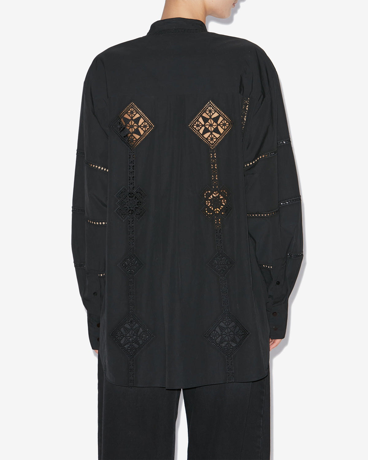 Soeline openwork poplin shirt - Black - Woman - 4