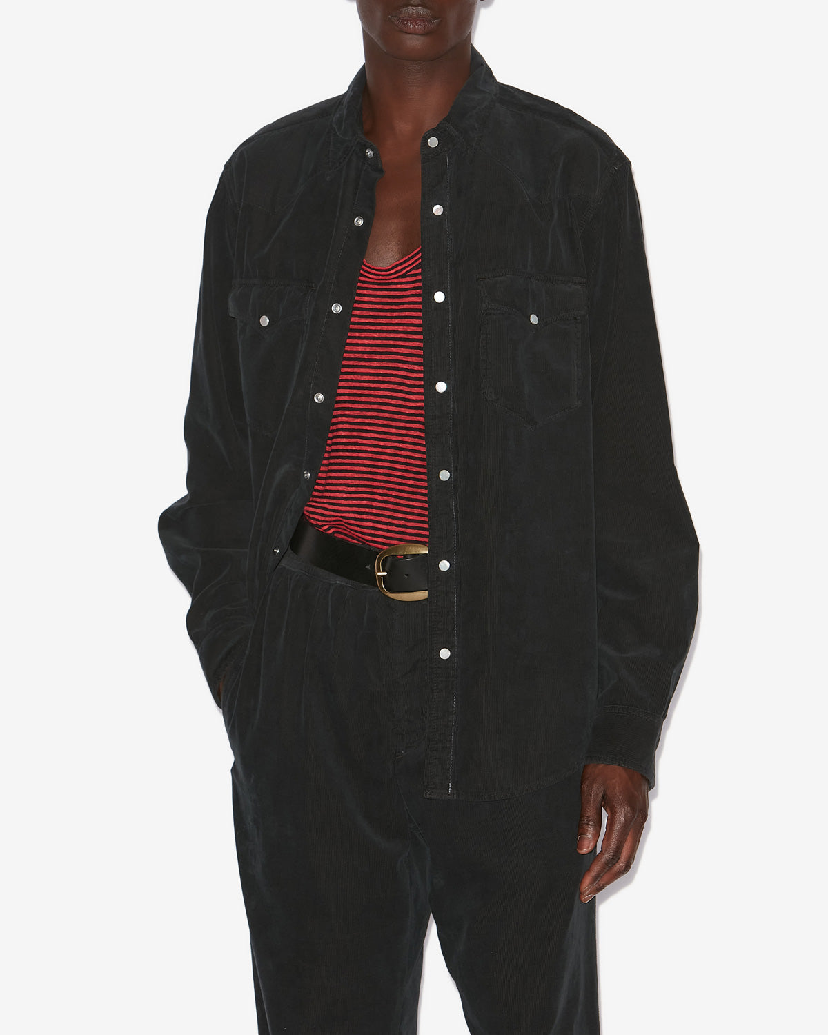 Vasco corduroy shirt - Black - Man - 3