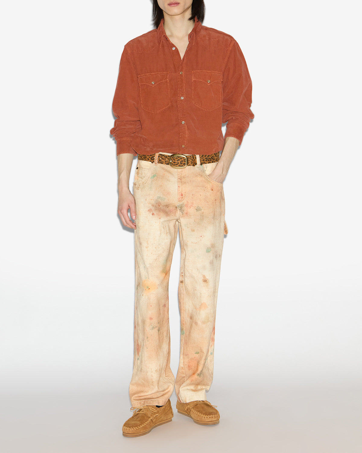 Camisa western vasco de pana - Naranja - Man - 1
