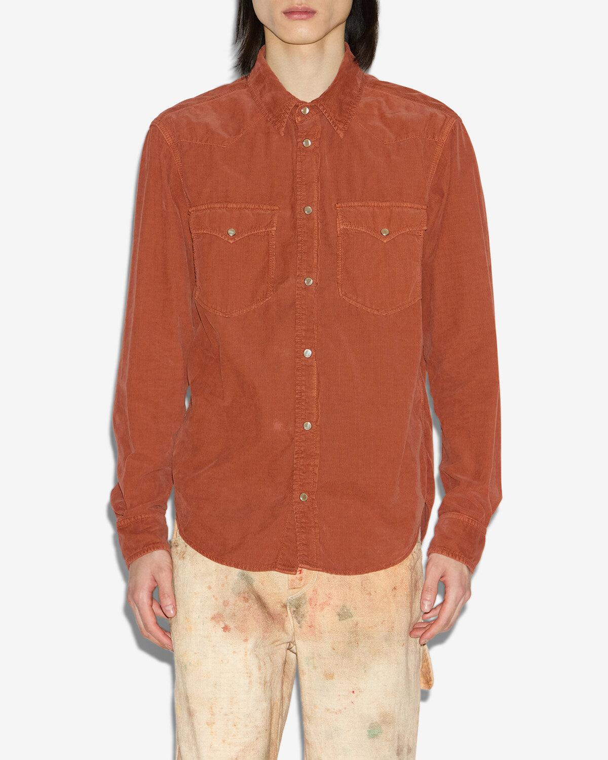 Camisa western vasco de pana - Naranja - Man - 3
