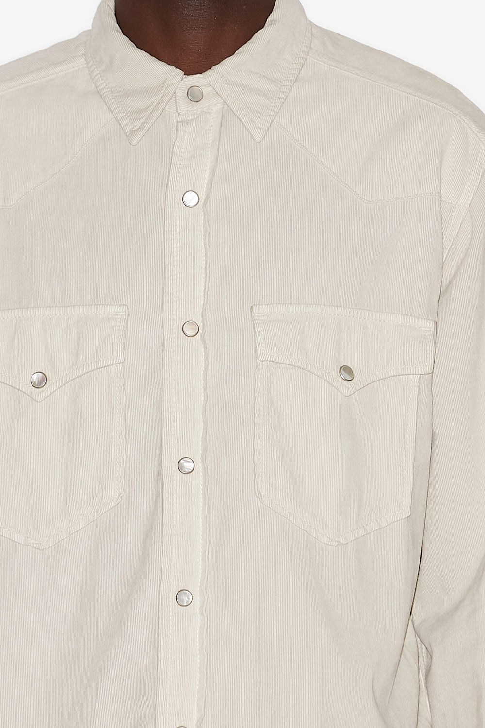 Chemise vasco en velours côtelé - Écru - Man - 3