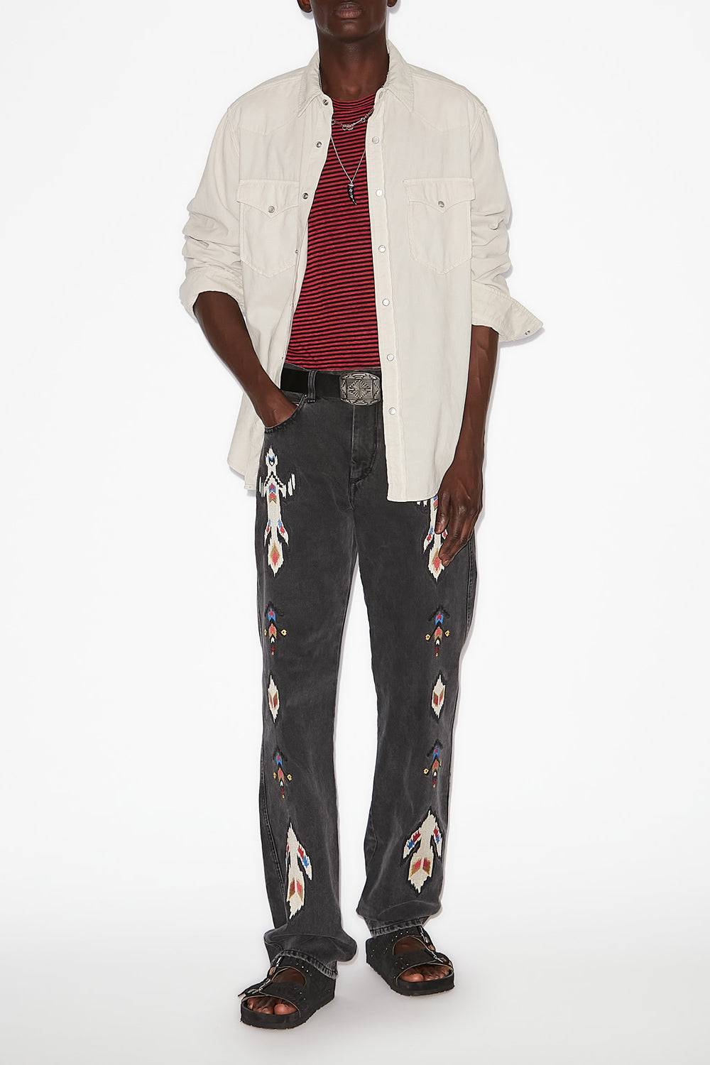 Chemise vasco en velours côtelé - Écru - Man - 2