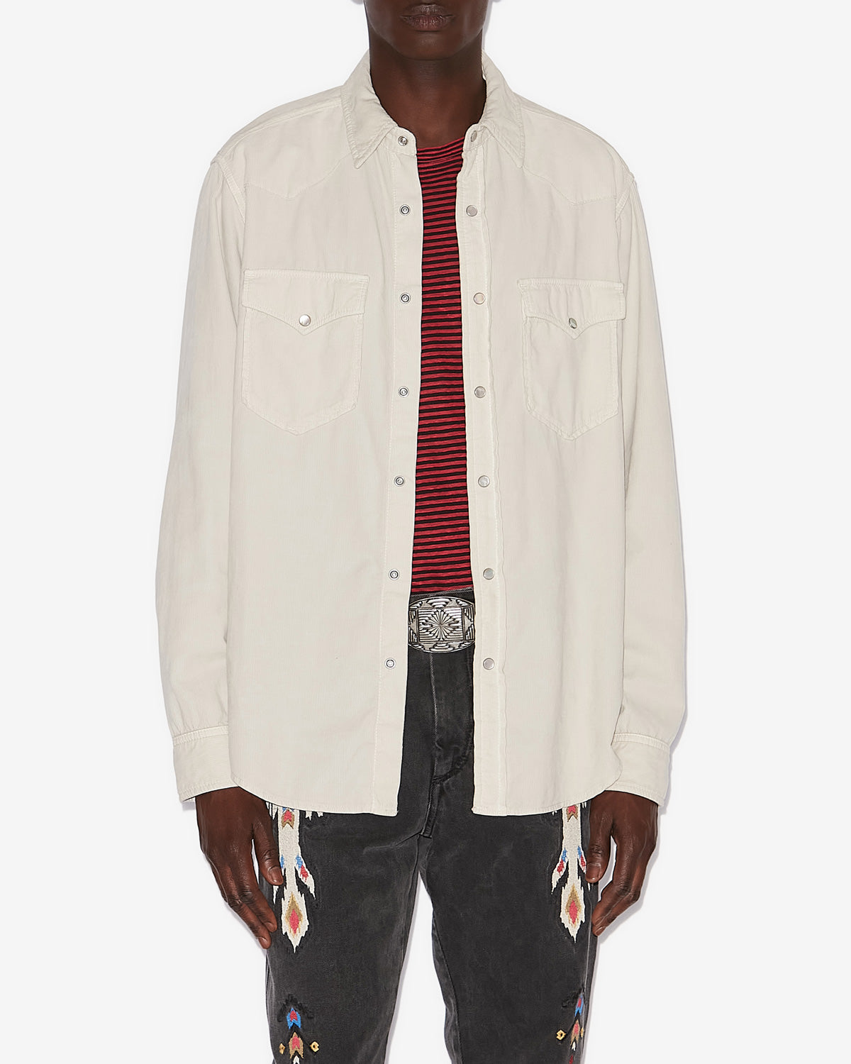 Vasco corduroy shirt - Ecru - Man - 3