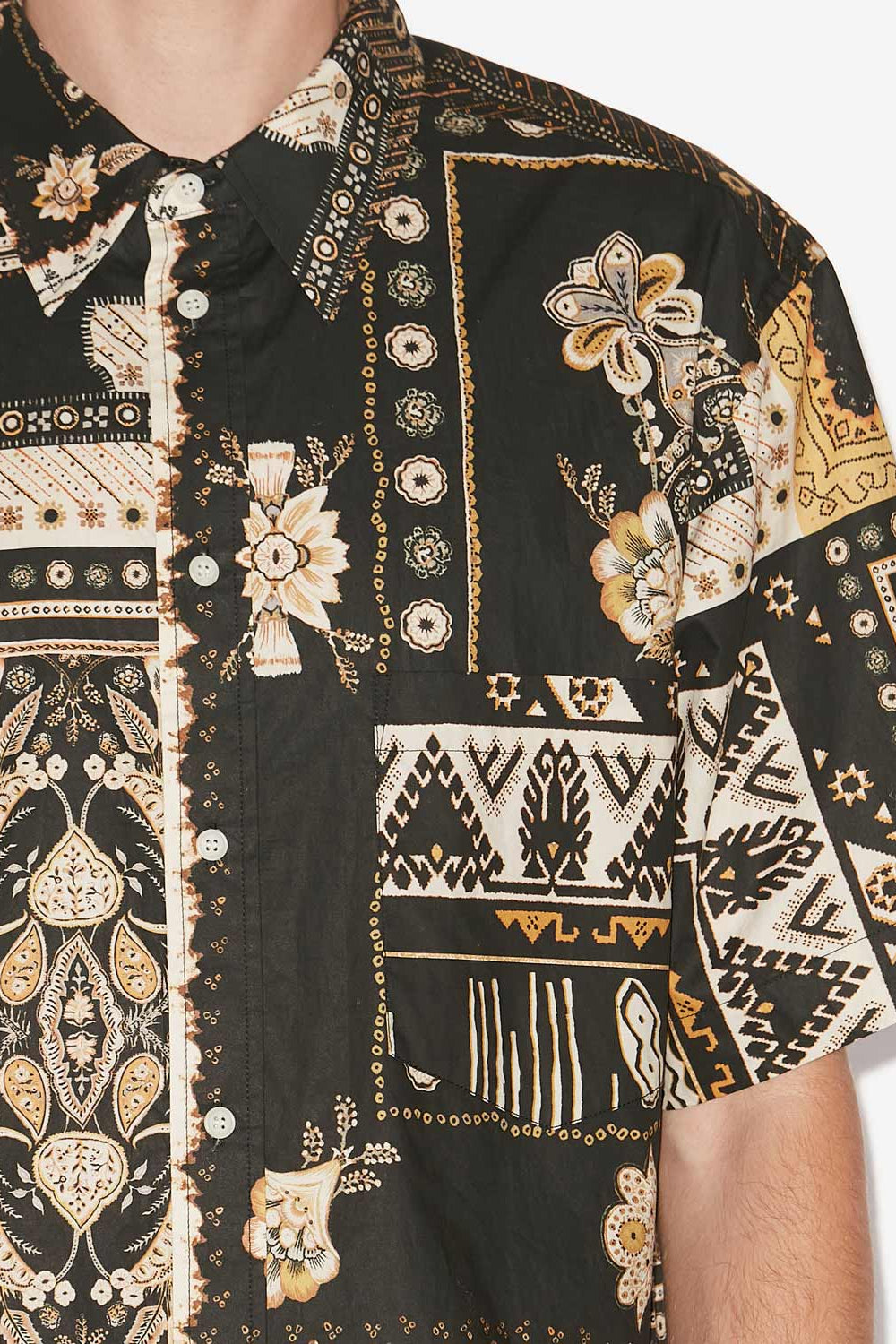 갈론 쇼트 슬리브 프린트 셔츠 - Black-ochre - Man - 3