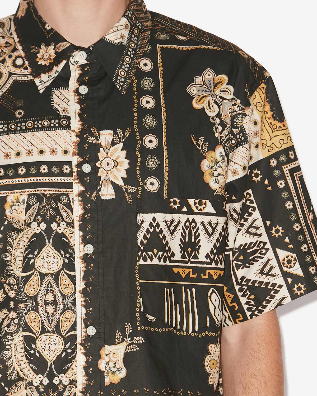 Garlonn printed short-sleeve shirt - Black-ochre - Man - 2