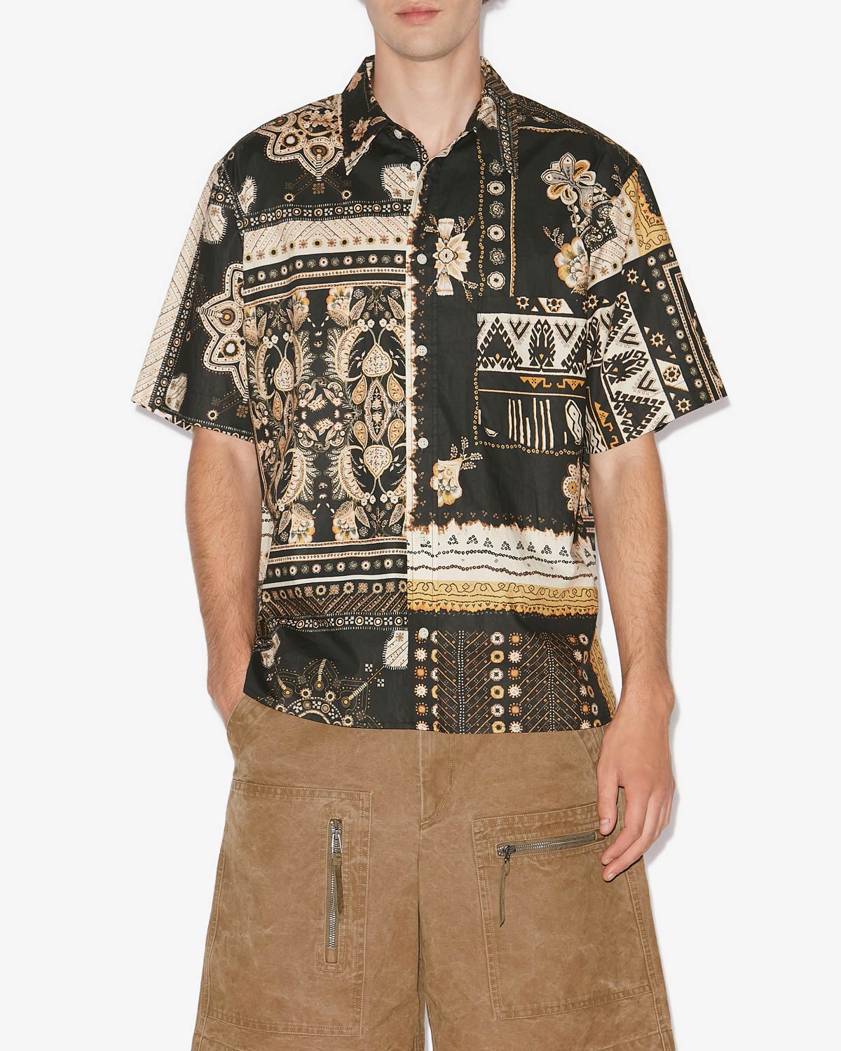 Garlonn printed short-sleeve shirt - Black-ochre - Man - 3