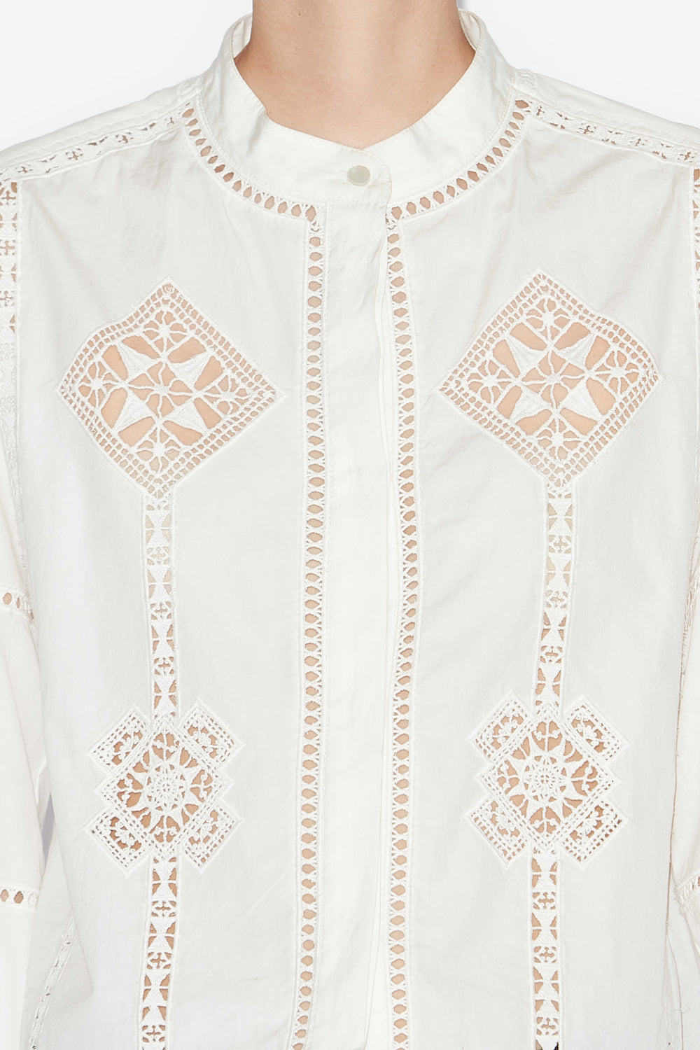 Serena 透かし入りポプリン ショート丈シャツ - 白 - Woman - 3