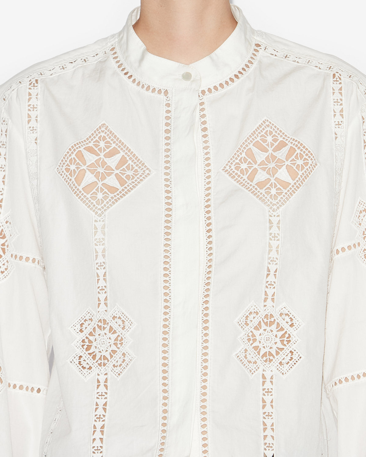 Chemise courte serena en popeline ajourée - Blanc - Woman - 2