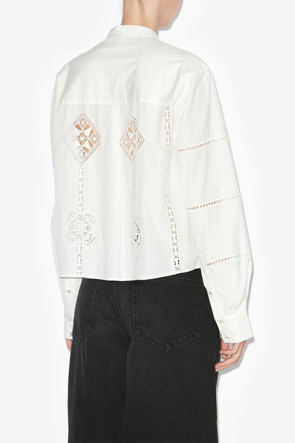 Serena 透かし入りポプリン ショート丈シャツ - 白 - Woman - 5