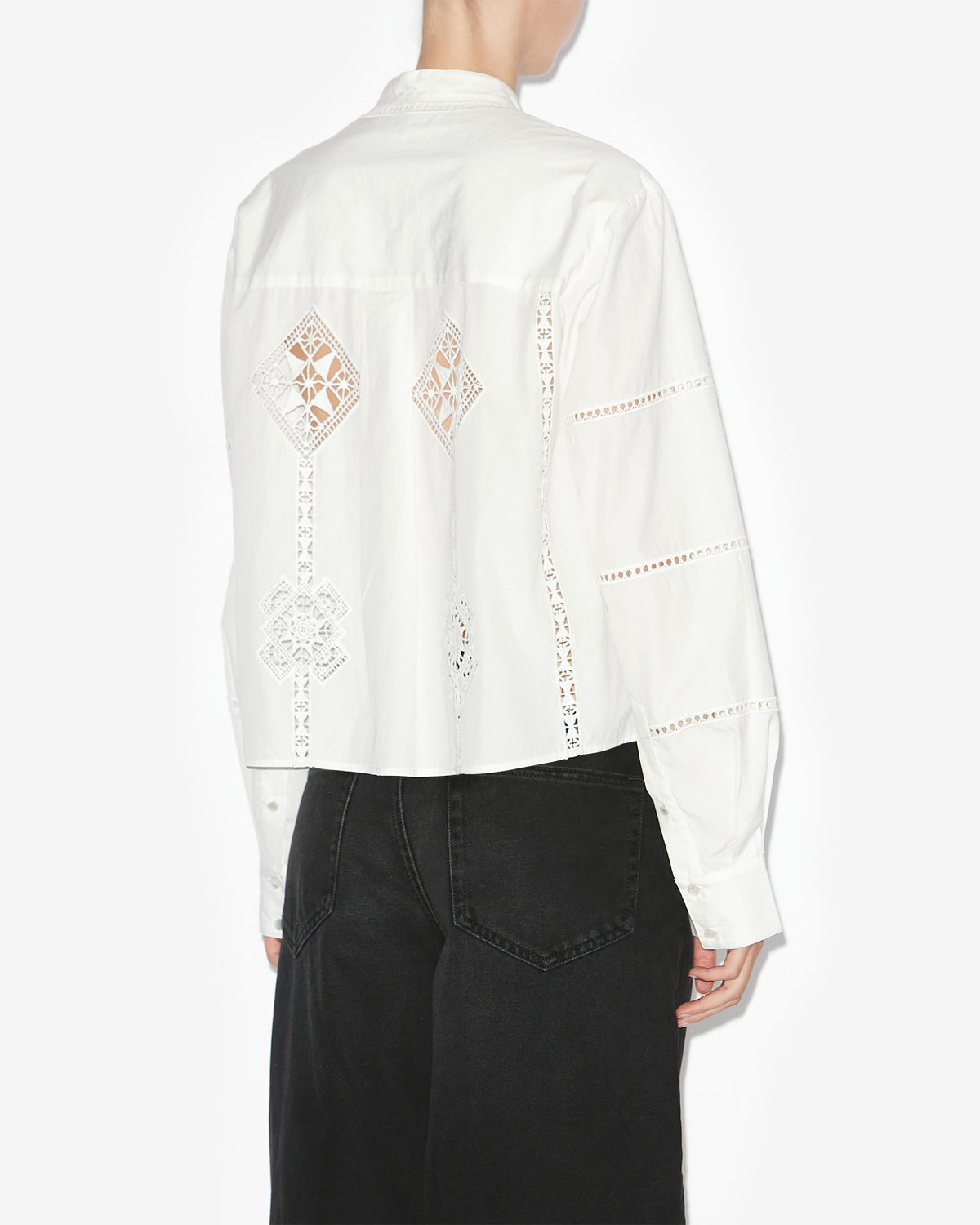 Chemise courte serena en popeline ajourée - Blanc - Woman - 4