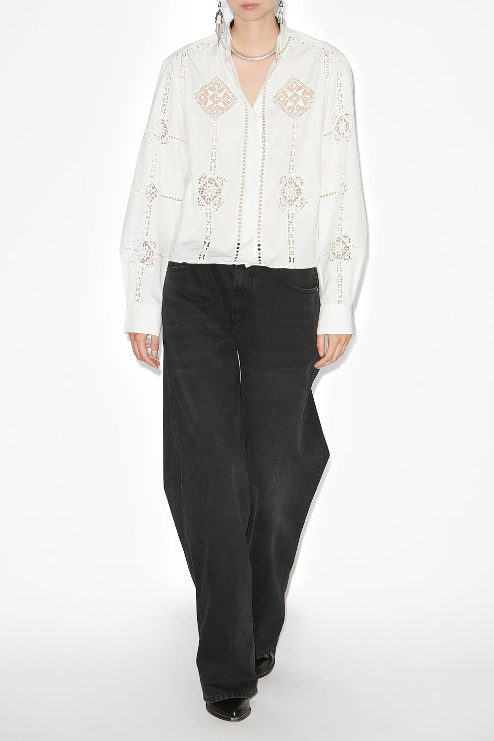 Serena 透かし入りポプリン ショート丈シャツ - 白 - Woman - 2