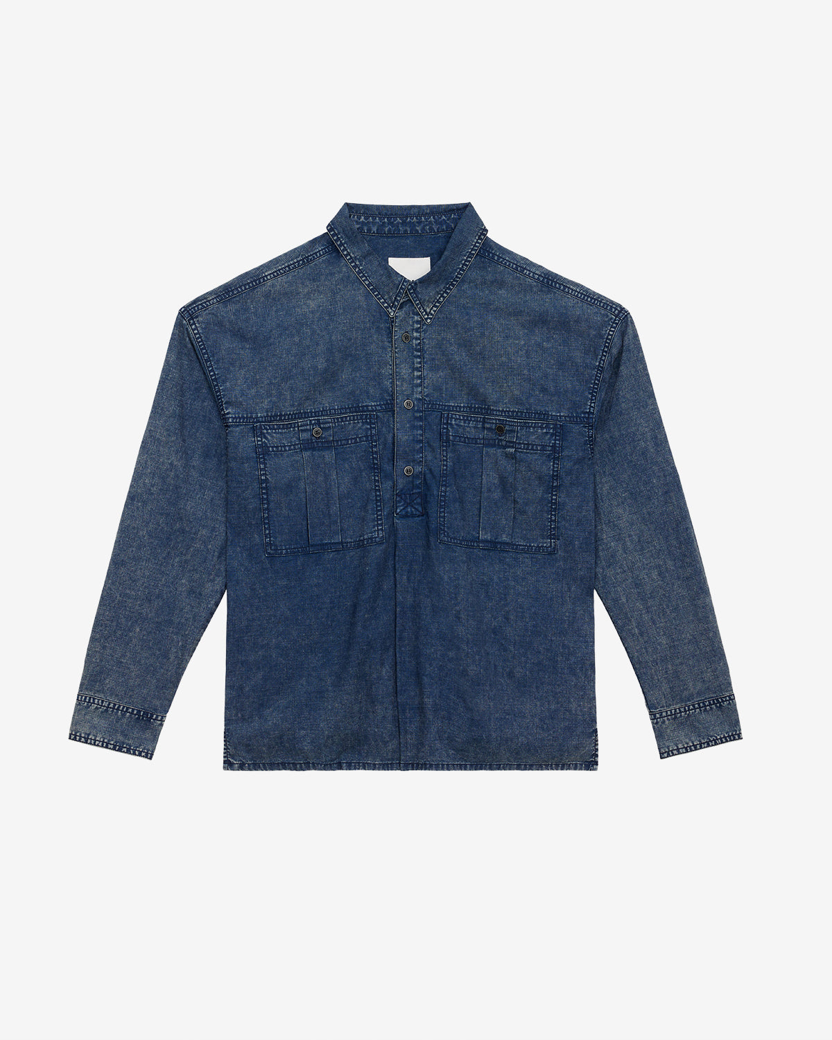 비토레 워싱 마감 샴브레이 셔츠 - 파란색 - Man - 5