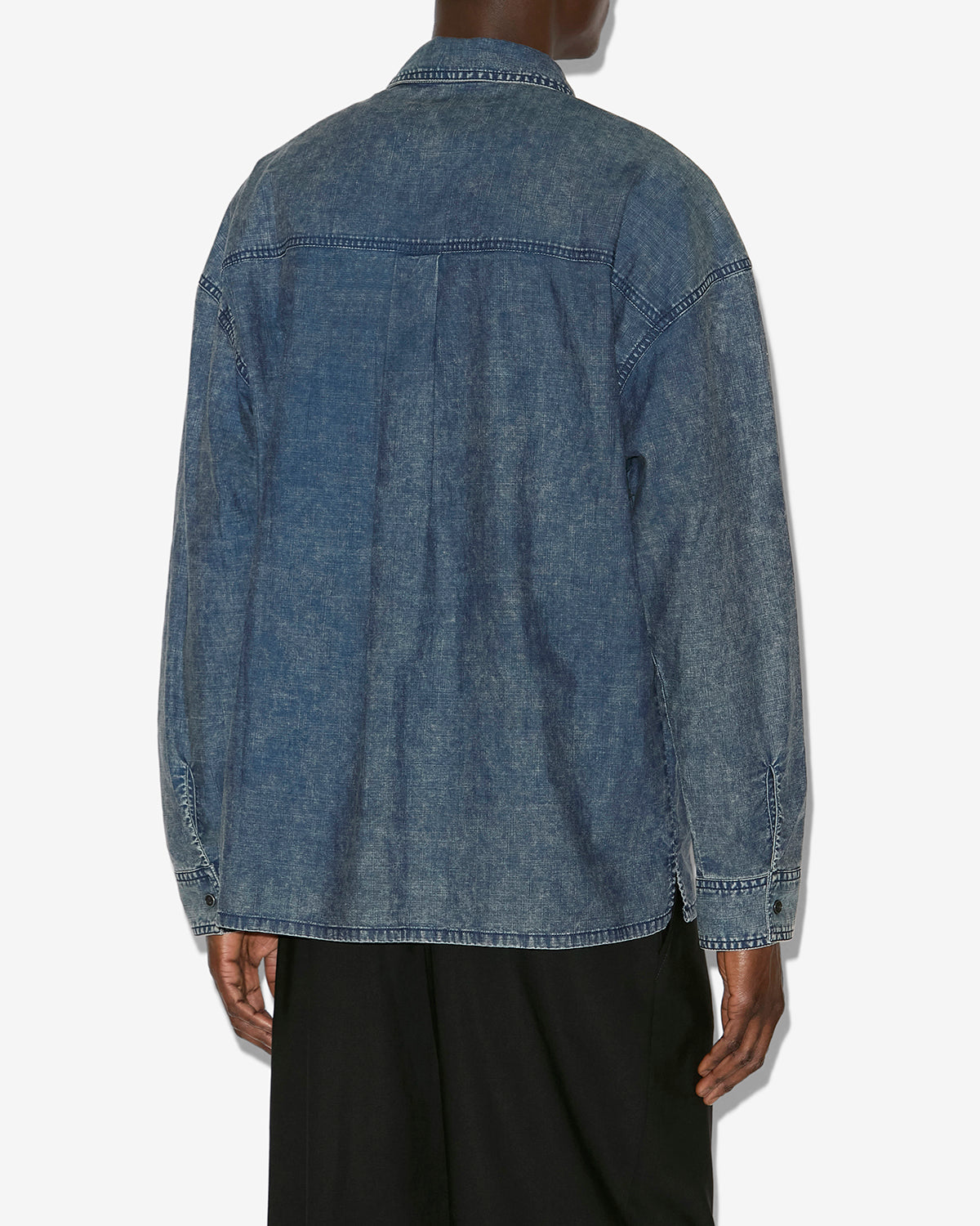 비토레 워싱 마감 샴브레이 셔츠 - 파란색 - Man - 4