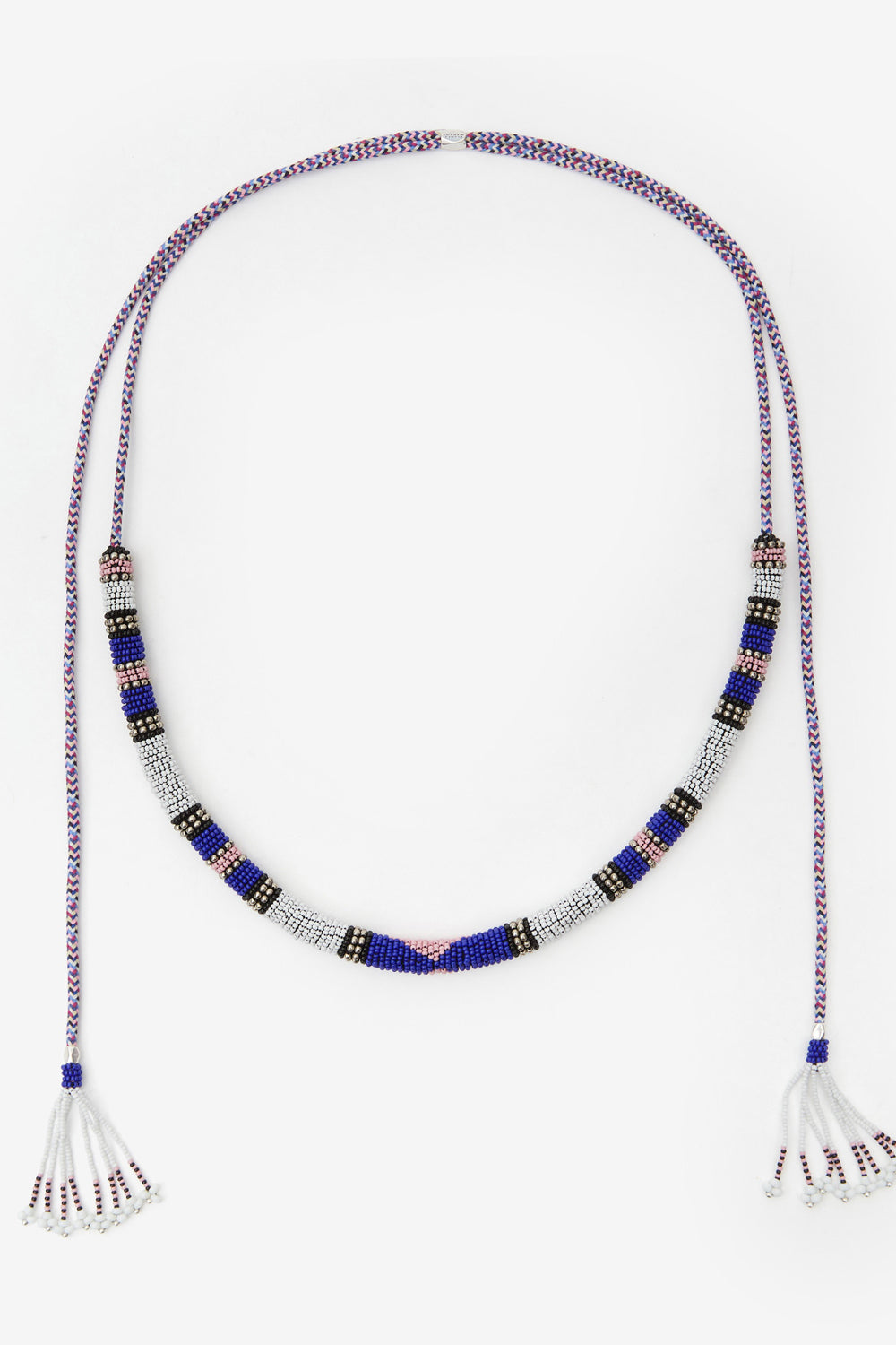 Collar nuna de cuerda y cuentas - White and silver - Woman - 1