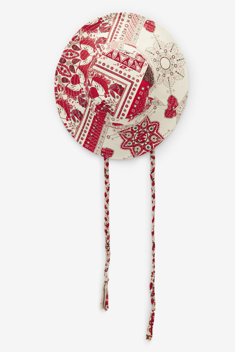 Sombrero delya de algodón estampado motivo bandana - Red and ecru - Woman - 4