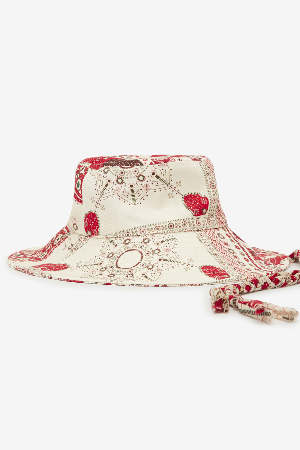 Sombrero delya de algodón estampado motivo bandana - Red and ecru - Woman - 2