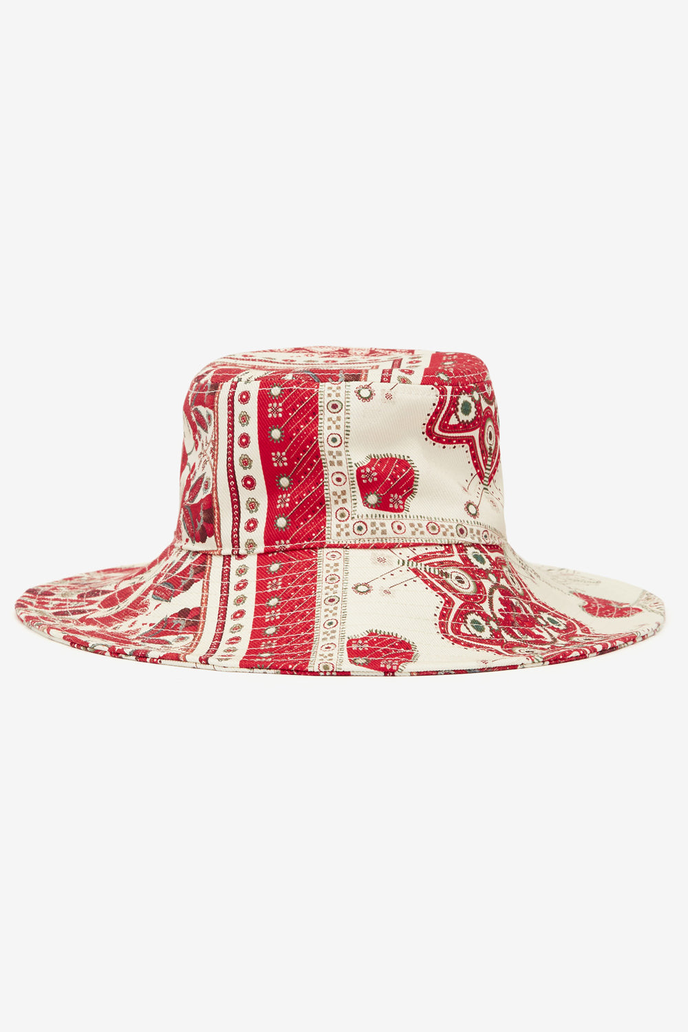 Sombrero delya de algodón estampado motivo bandana - Red and ecru - Woman - 1