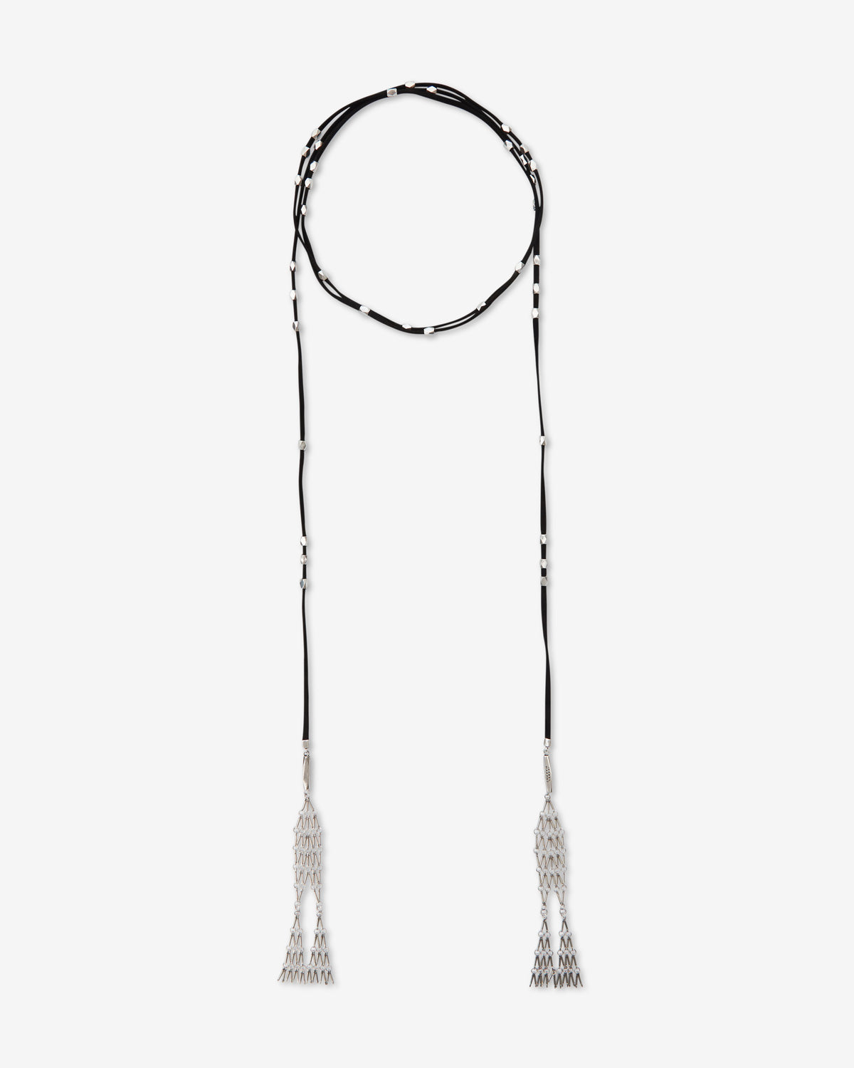 Kachina leather and metal scarf - Black and silver - Woman - 1