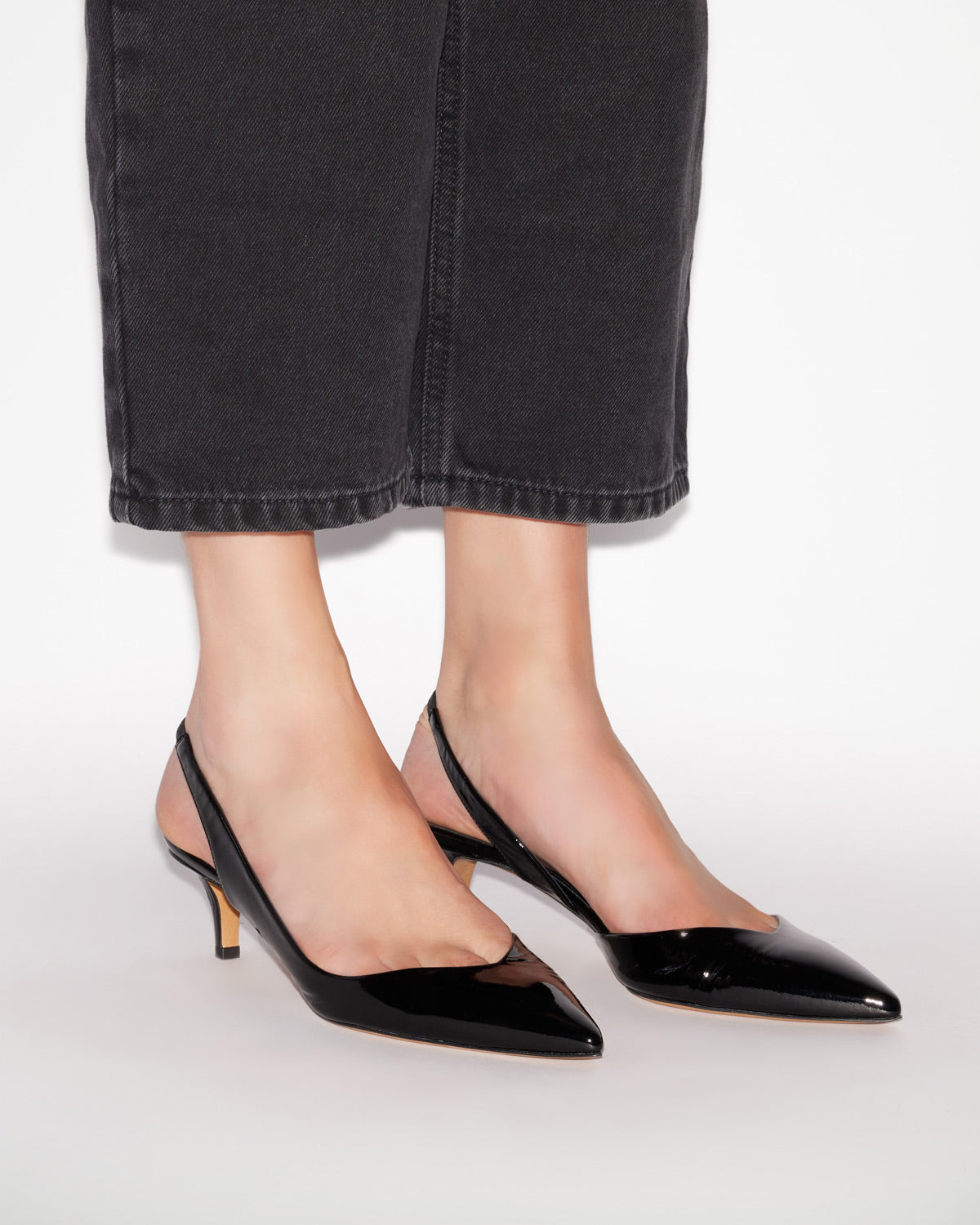 파딤 페이턴트 가죽 힐 슬링백 펌프스 - 검은색 - Woman - 5