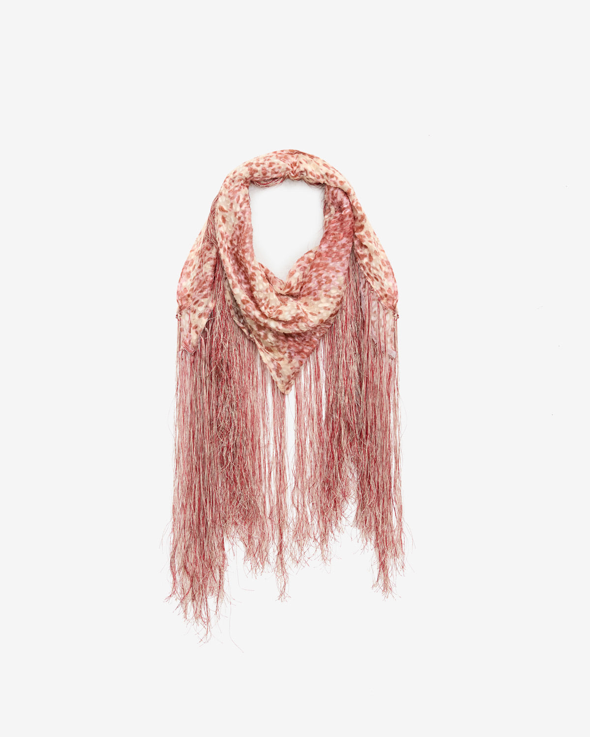 Foulard ronna aus seidensamt-dévoré mit fransen - Light red/ecru - Woman - 1